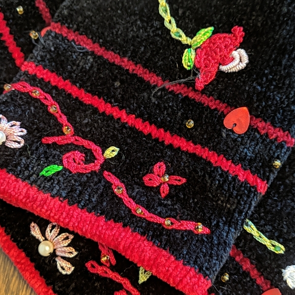Storybook Knits Black Floral Embroidered Cardigan XS - Picture 6 of 10